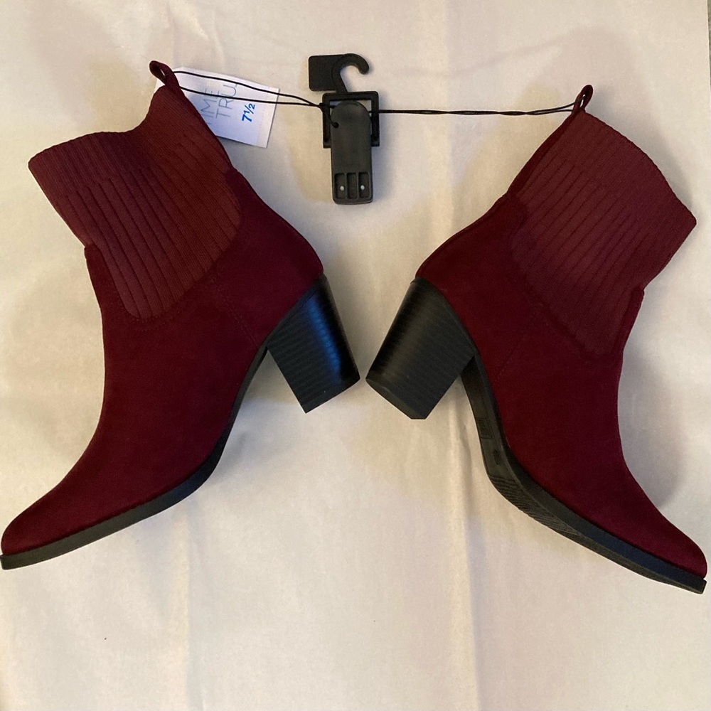 NWT Burgundy Microsuede Boots - Picture 4 of 14